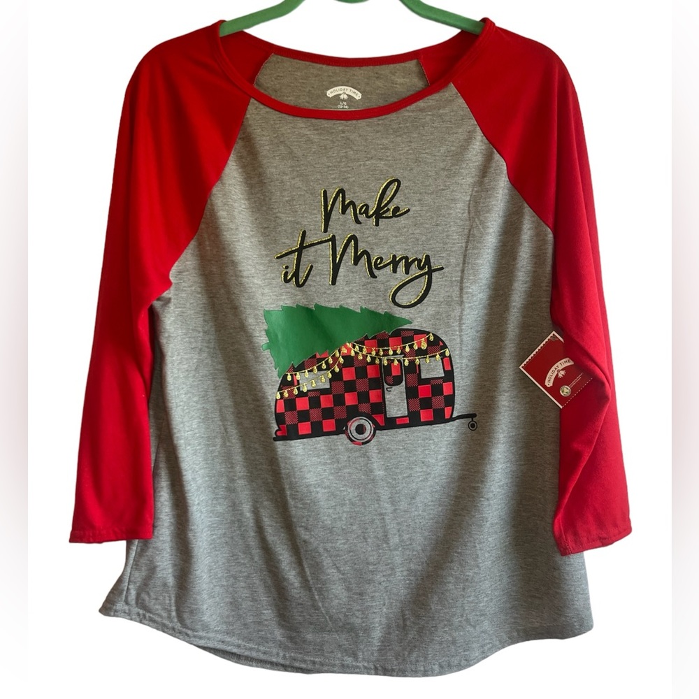 Holiday Time Make It Merry Camper Raglan Tee